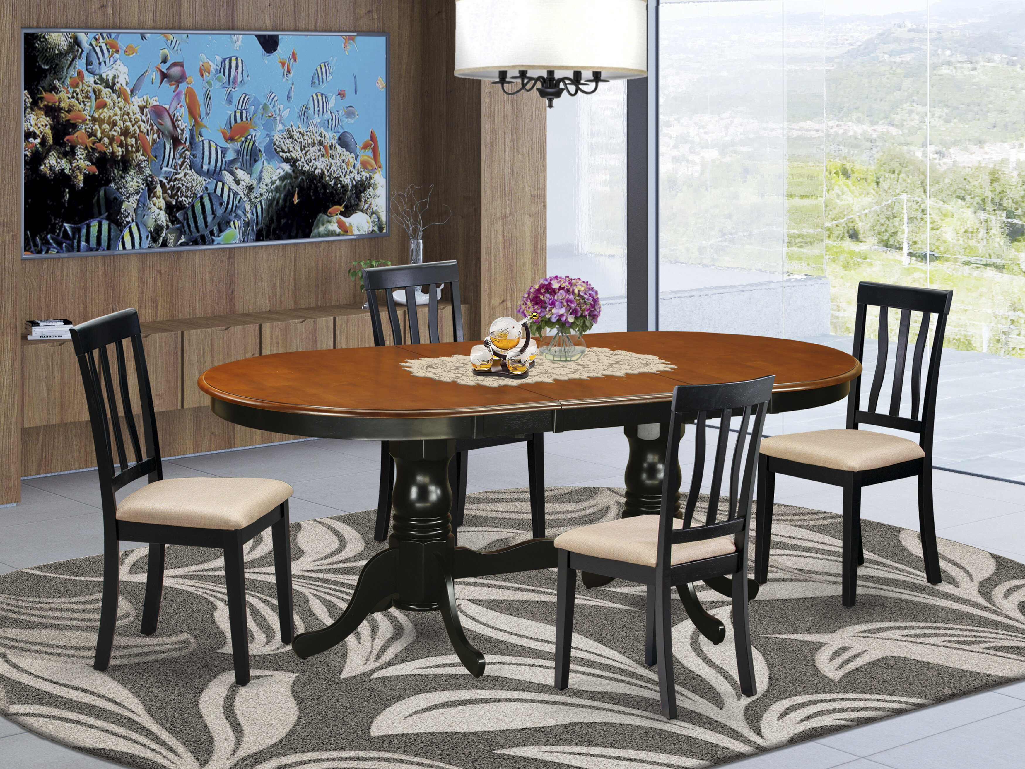 Lark Manor Ruhlman Butterfly Leaf Rubberwood Solid Wood Dining Set ...