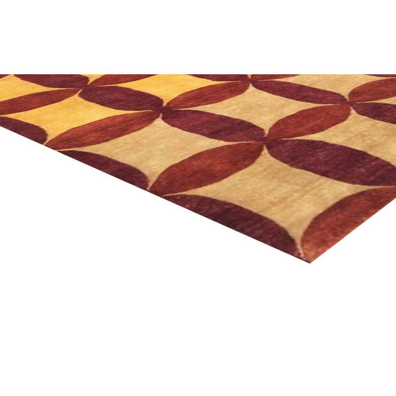 Tapis unique en laine noué à la main beige et rouge de 5 pi x 8 pi Purnmal