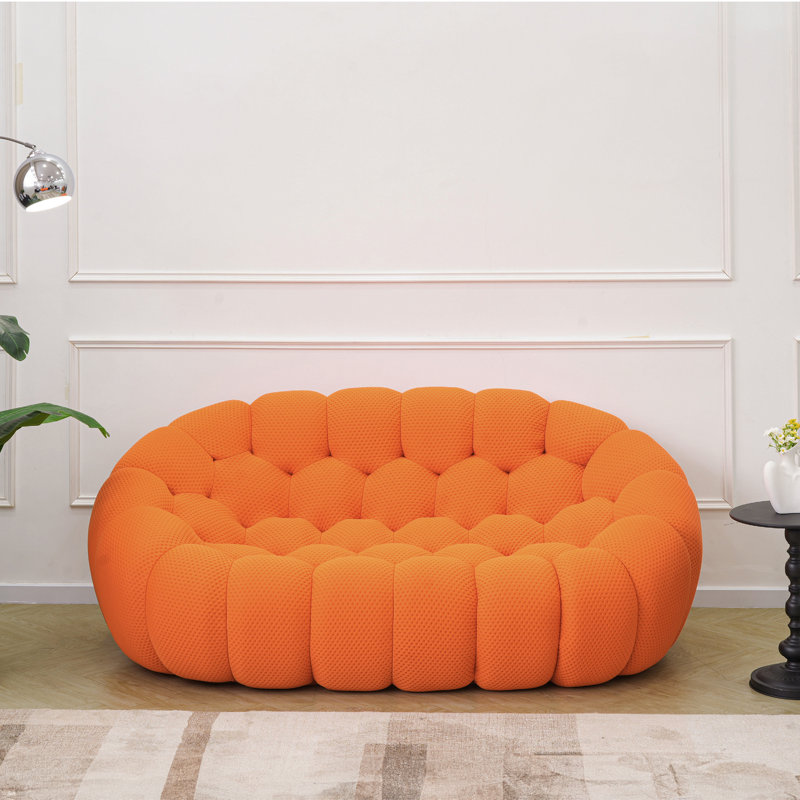 Chelo 78.74'' Orange Upholstered Sofa