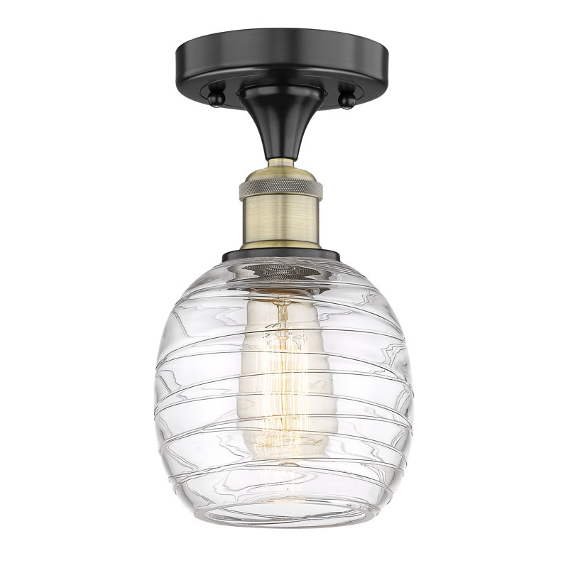 Plafonnier semi-encastré 1 lumière 6 po Magréb, Laiton antique noir
