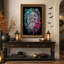 " Translucent Glowing Skull With Blue Orchids And Halloween " Painting-889887837