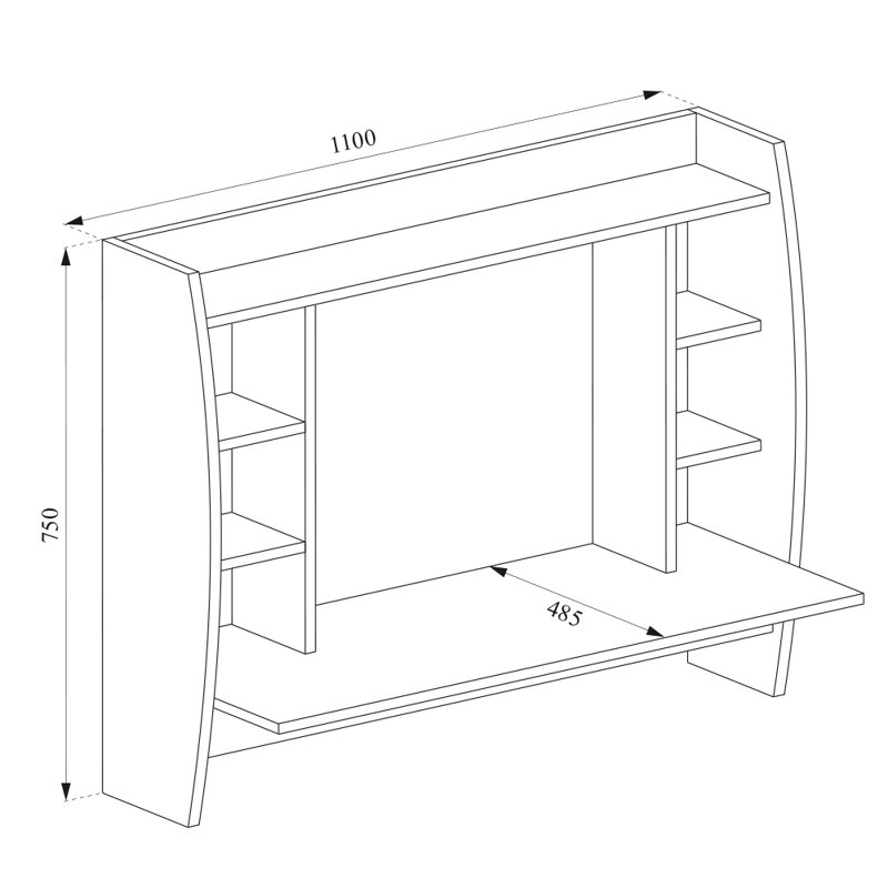 Verndale Solid Wood Floating Desk, Concrete