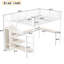 Grand lit mezzanine en métal avec bureau en L, hublot, conduit, garde-robe et cloison réglable pour une utilisation dans l'espace de la chambre