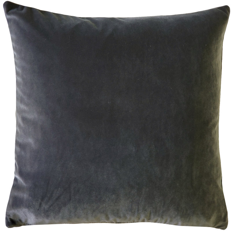Graphite Gray 20" Square Velvet Throw Pillow with Polyfill Insert
