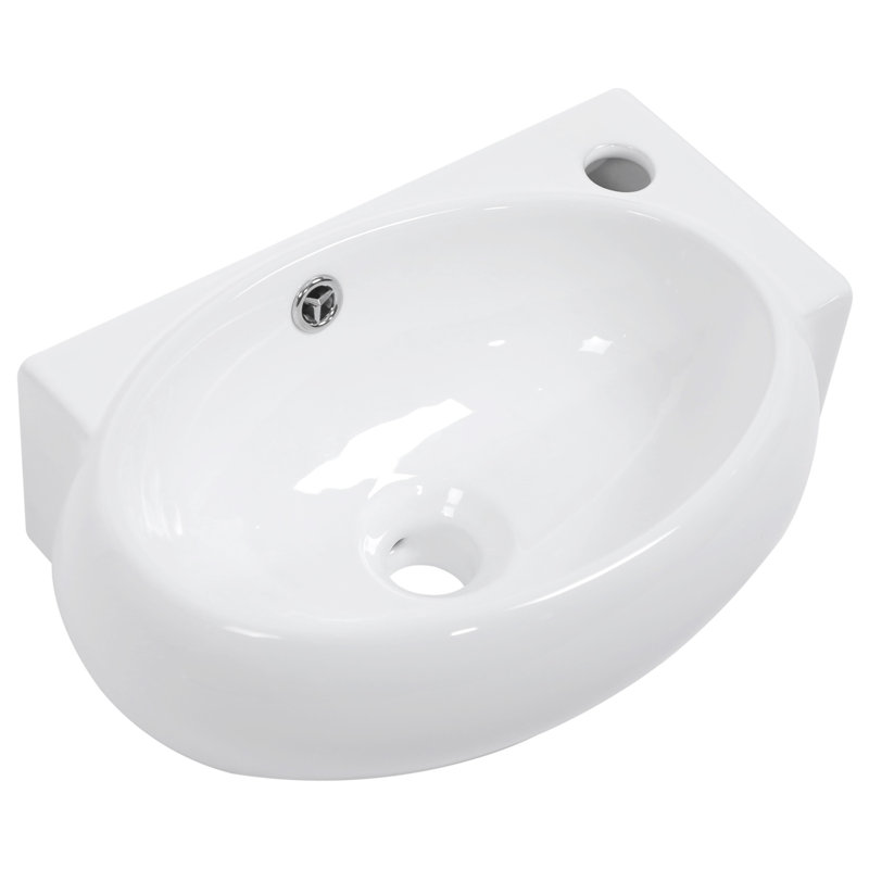 White Ceramic Bathroom Sink, 16.5L" X 11"W, Wall Mounted, To Stains And Discoloration 16X11 Inch Mount Ceramic, White, Low Water Absorption, Stylish Design