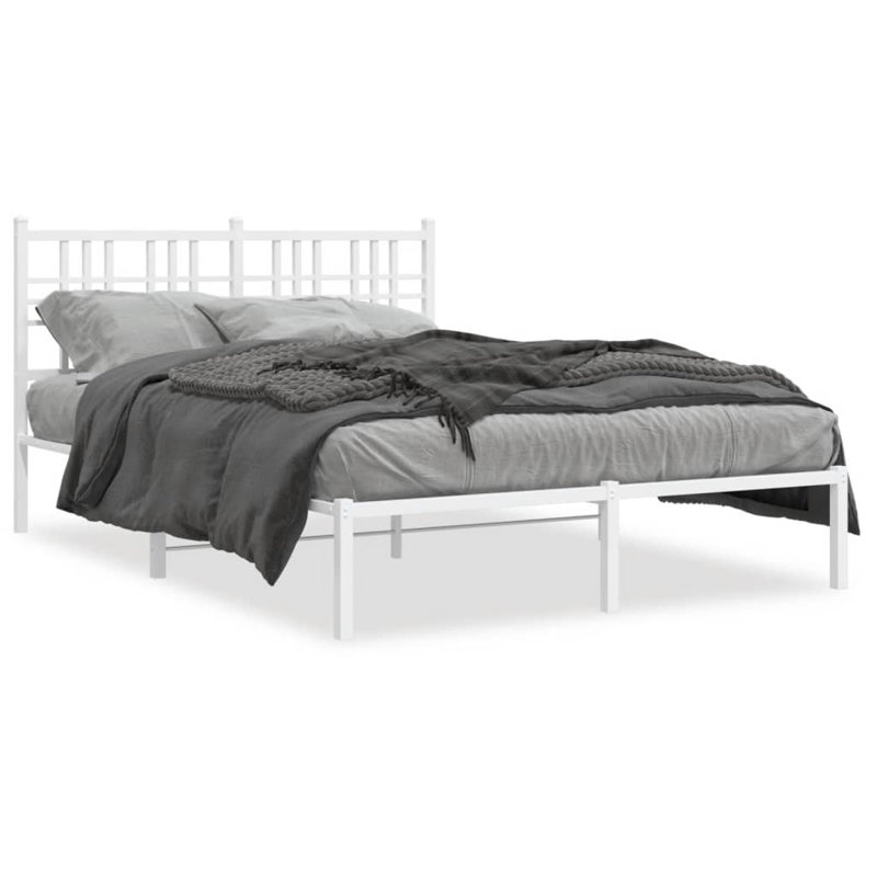 Obara Metal Bed, Small Double (4'), White