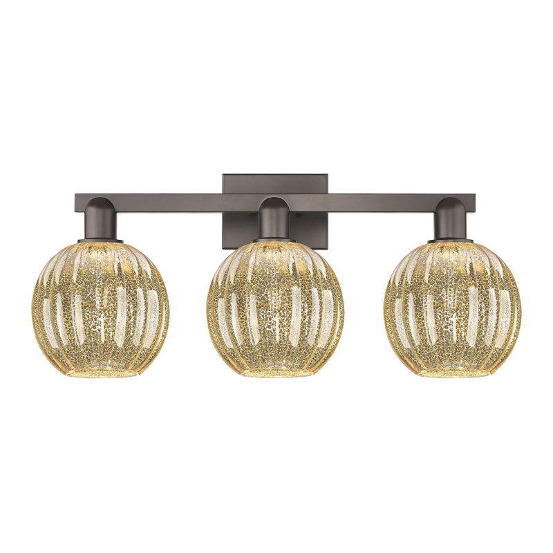 Eldon - 3 Light 26" Globe Shade Bath Vanity Light, Bronze frotté à l'huile, Mercure