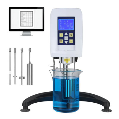 Digital Rotary Viscometer, 10-100,000 Mpa.s(cp) ±2% Accuracy, 100-240v Rotational Viscosity Meter With 4 Rotors & Temperature Probe, Lcd Display Lab Viscometer For Fluid Testing