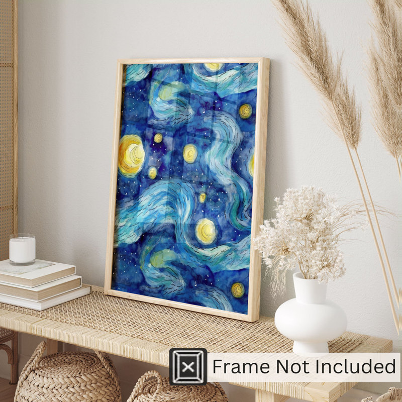 «Landscape and Nature Starry Night III», reproduction d'art moderne sans cadre, H 20 po x l 16 po