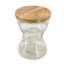 Table d'appoint en verre 11 po x 15 po avec plateau en bois, table d'appoint ronde avec base peinte à la main, table d'appoint moderne tropical