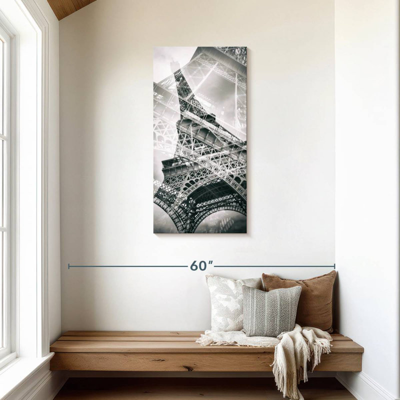 Tour Eiffel double exposition, H 42 po x l 21 po