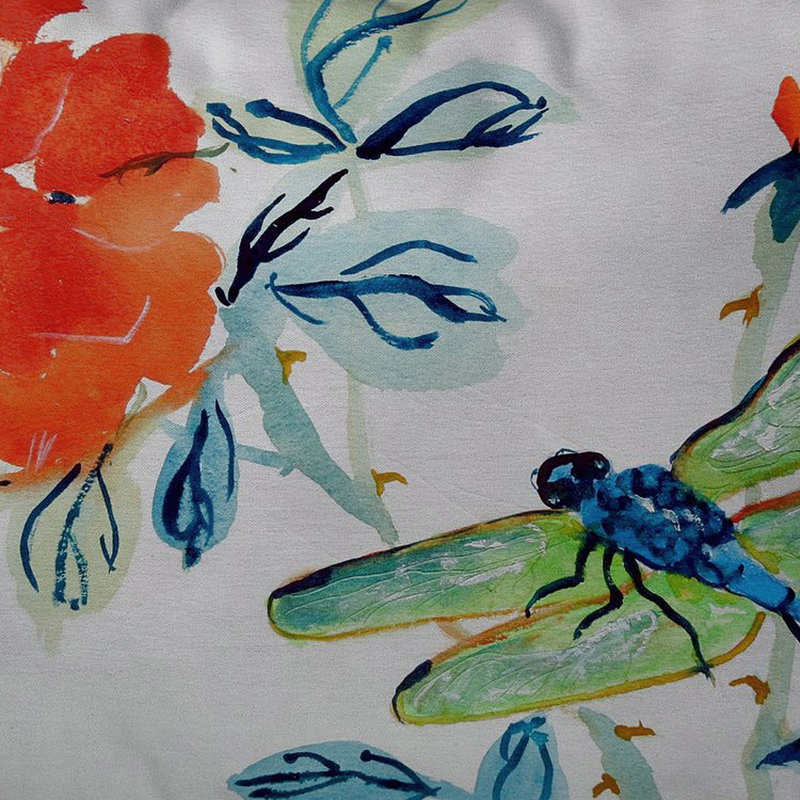  Dragonfly and Flower Indoor / Outdoor Rectangular Throw Pillow, 11" x 14"
