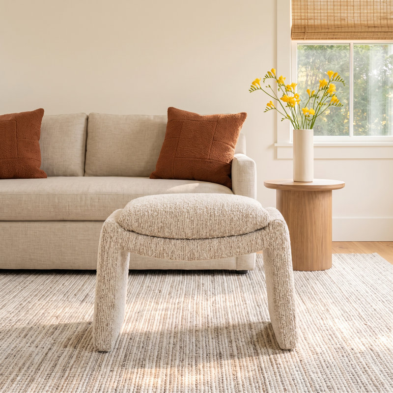 Datura Kylena Upholstered Ottoman, Cream Arcylic