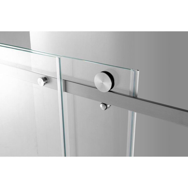 Kingston Brass 60-Inch Acrylic Rectangular 3-Wall Alcove Tub With Tub Door, Hand Drain, Left, Brushed Nickel