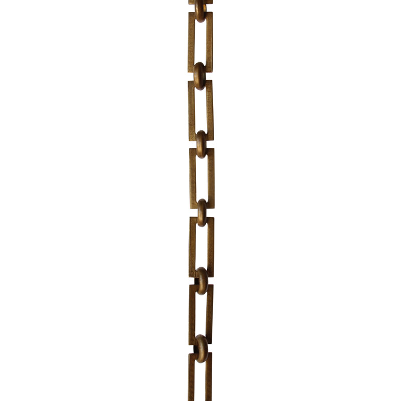 Chaîne décorative avec clé grecque et maillons non soudés, Laiton antique, H 12 po x l 0,87 po x P 0,1 po