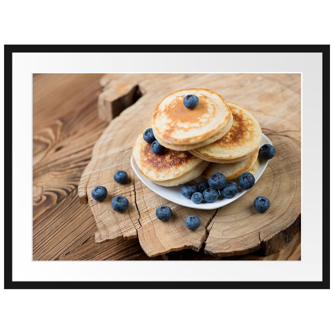 Gerahmtes Poster Pancakes mit Blaubeeren