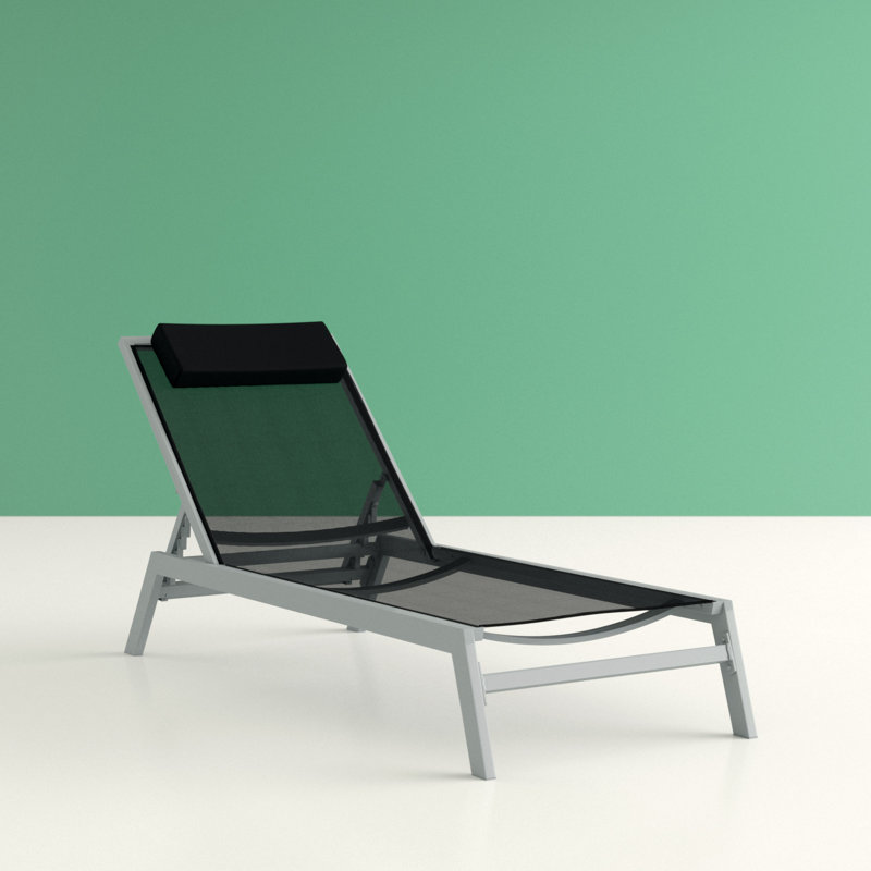 Catania 50cm Long Reclining Single Chaise with Cushions, Black