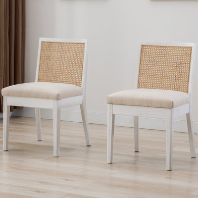 Arnkell Side Chair Dining Chairs Modern Solid Wood Dining Chair with Rattan Backrest