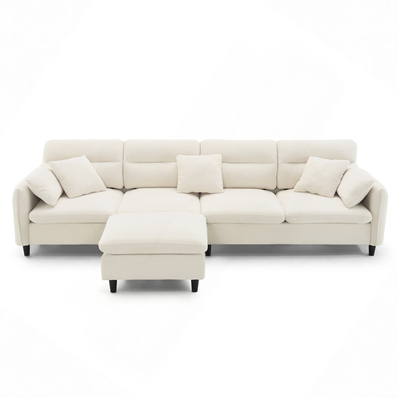 Modern Convertible Sectional Sofa, Beige