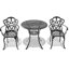 Table et chaises de patio en fonte d'aluminium avec coussins décoratifs - noir