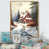 Toile avec cadre flottant or