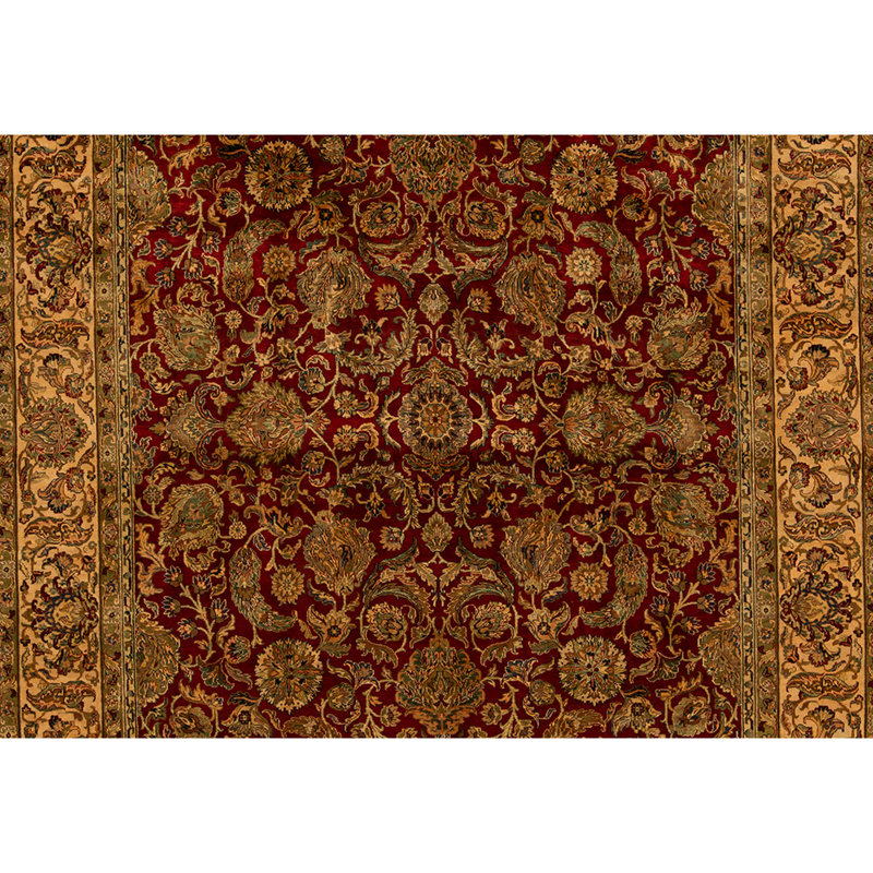 High-Quality Hand-Knotted Red And Cream Area Rug