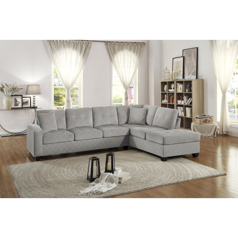 Canapé modulaire réversible Dyer, Microfibre / microsuède taupe