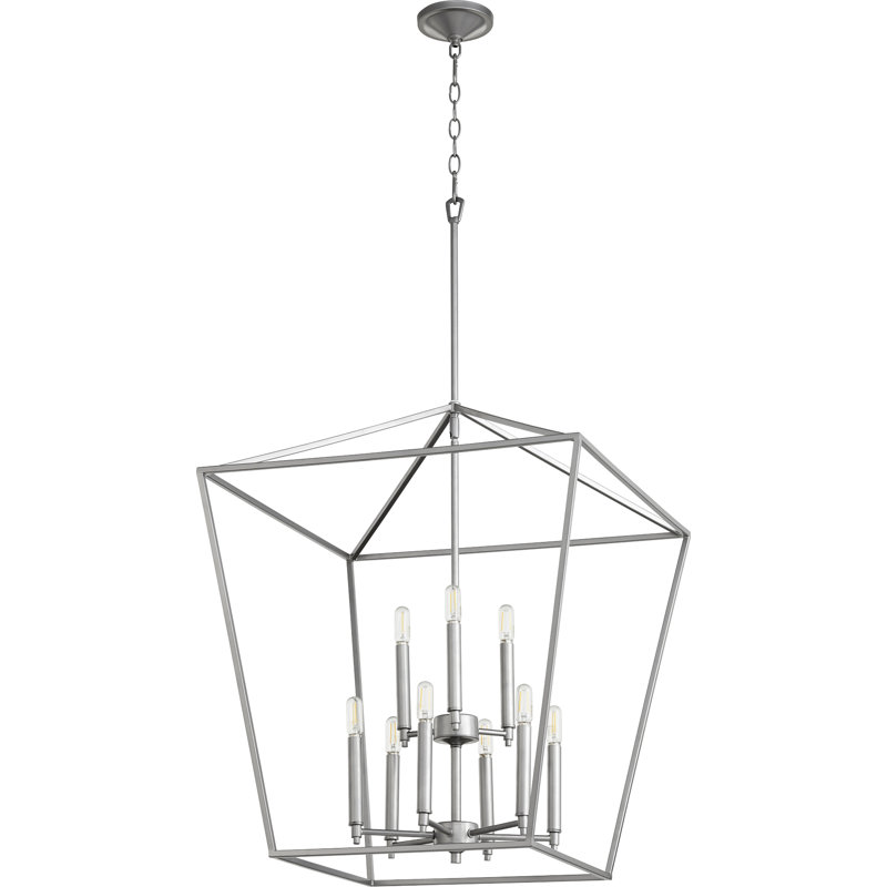 Lustre lanterne 9 lumières Arletta, Nickel classique