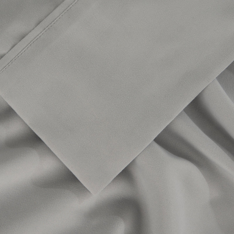 Light Grey Twin XL Polyester Microfiber Sheet Set with Pillowcases