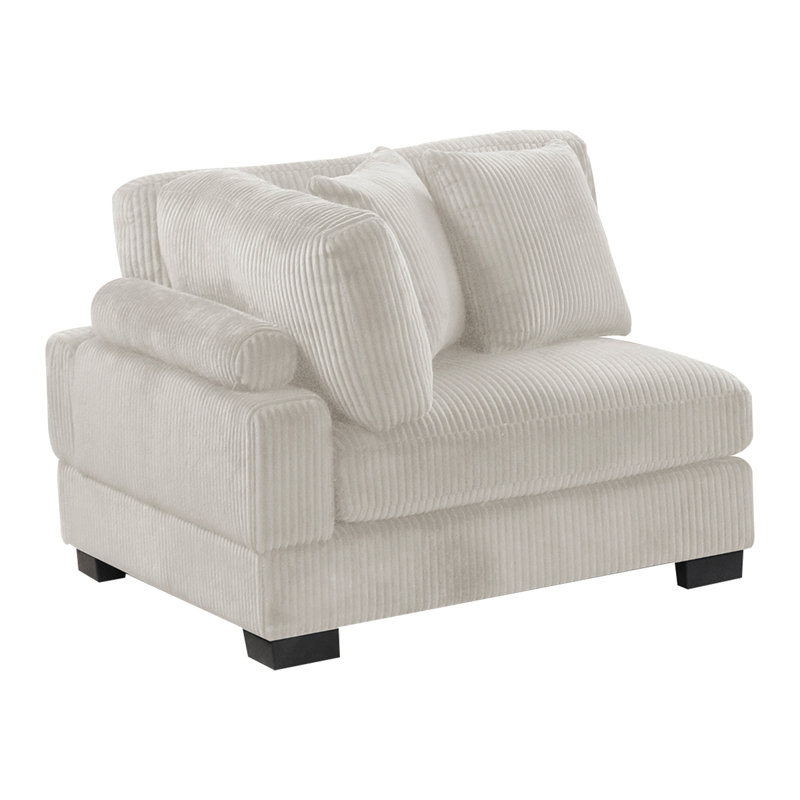 Coussin de coin en velours côtelé Bentley, Velours côtelé crème