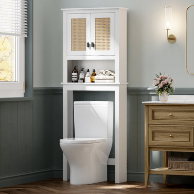 Armoire de rangement pour salle de bain de 63 po de hauteur avec portes doubles et rangement réglable