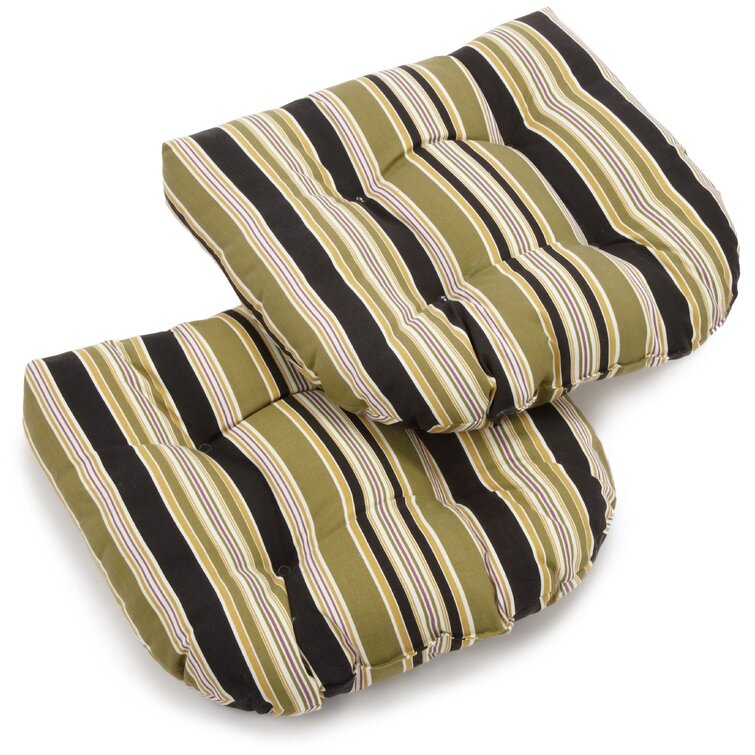 Blazing Needles 16-inch Outdoor Spun Polyester U-Shaped Tufted Chair Cushions (Set of 4)