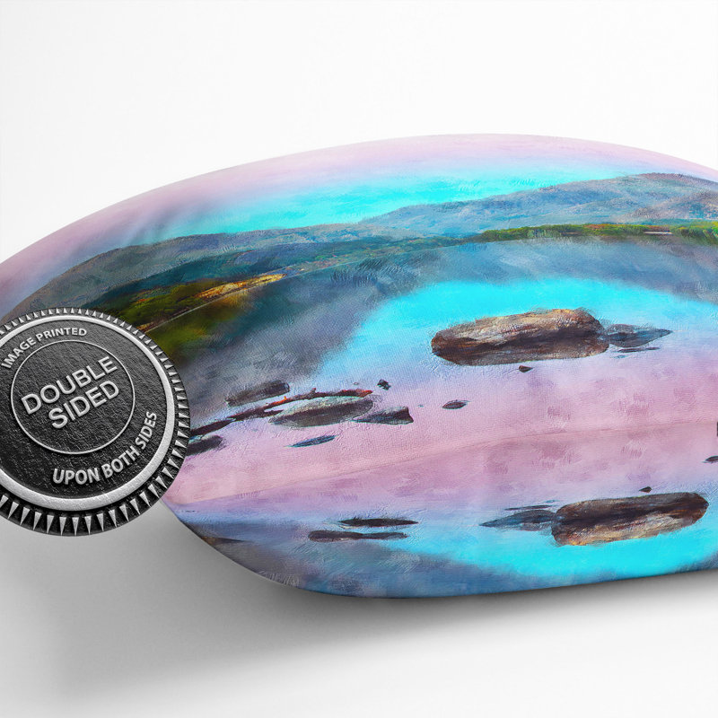 Padarn Lake in Snowdonia Wales Painting Scatter Cushion with Filling, 40cm H x 40cm W x 15cm D