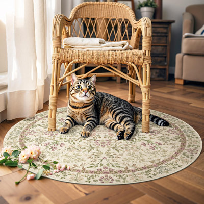 Floral Machine Washable Area Rug