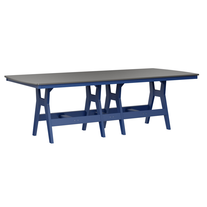Table de bar Harbour, Bleu pacifique, H 35,5 po x l 96 po x P 44 po, Acier inoxydable martelé