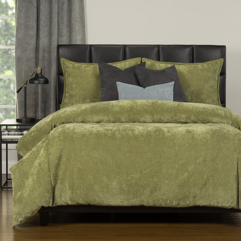 Polyester Channel Duvet Cover & Insert, Full/Double Duvet Cover + 6 Additional Pieces, Olive
