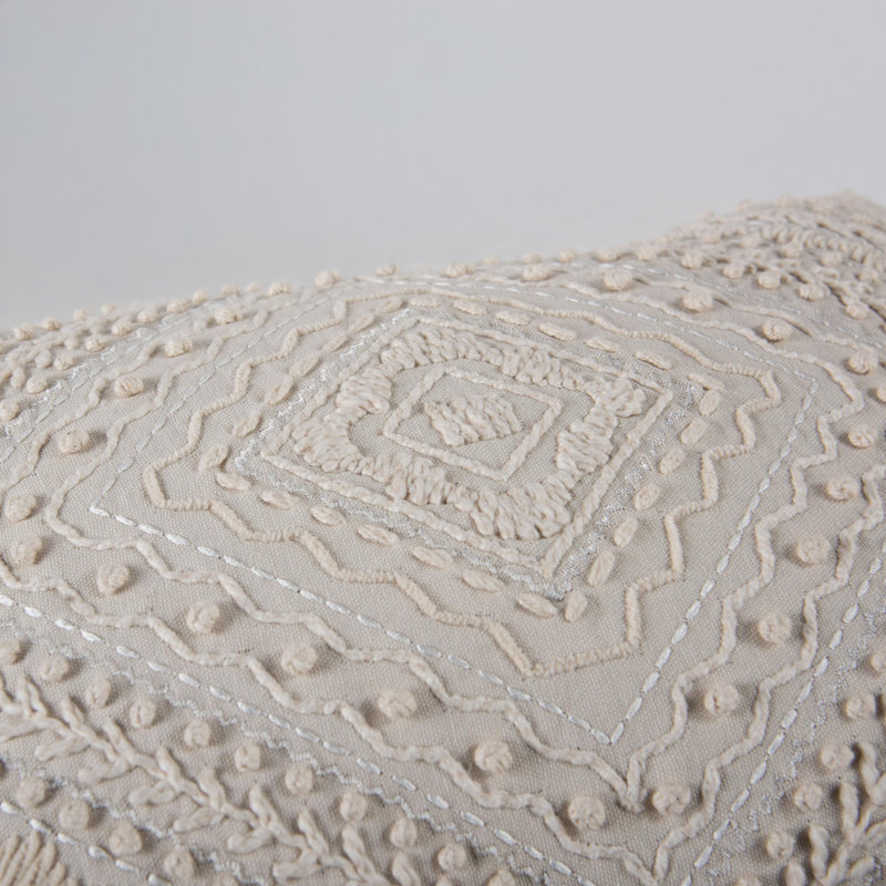 100% Cotton Poly Filled Throw Pillow, Natural