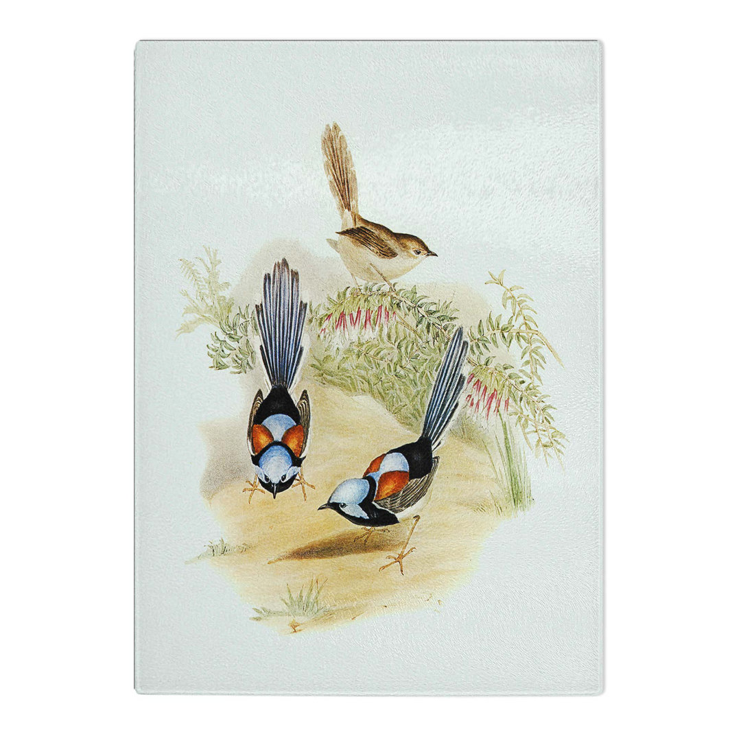 Tempered Glass Lovely Wrens by Elizabeth Gould Chopping Board