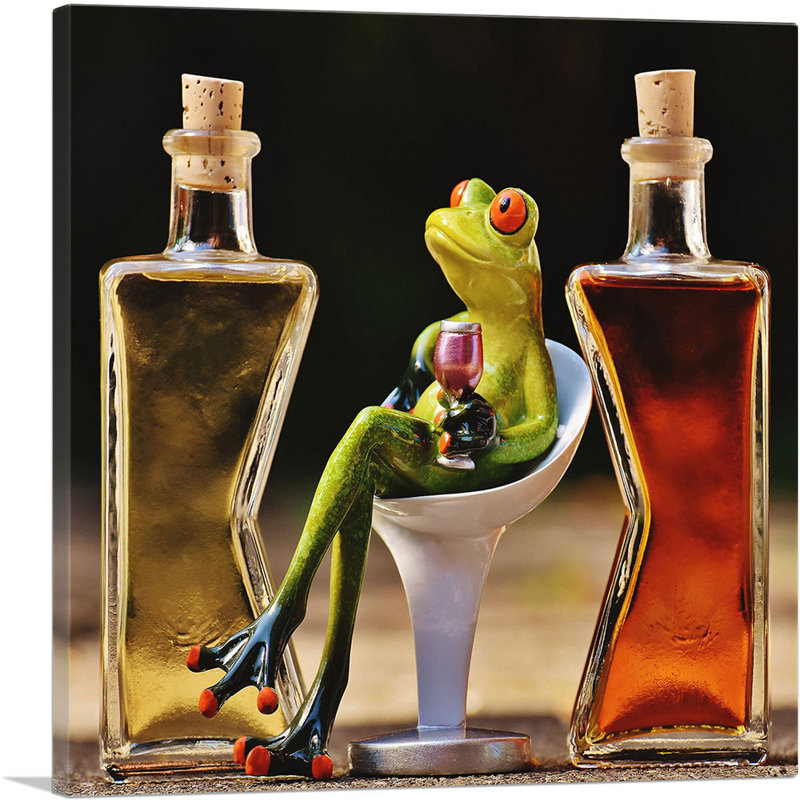 Bottles Frog - reproduction de photo sur toile tendue, H 12 po x l 12 po x P 1,5 po