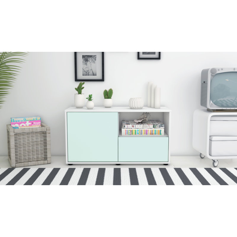 Sincere 92cm W 1 - Drawer Chest of Drawers, Light Blue / Matte White