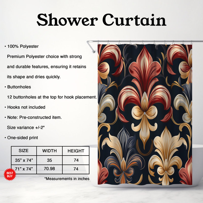 Rideau de douche SophistiCatsed Damask - Premium, H 74 po x l 71 po