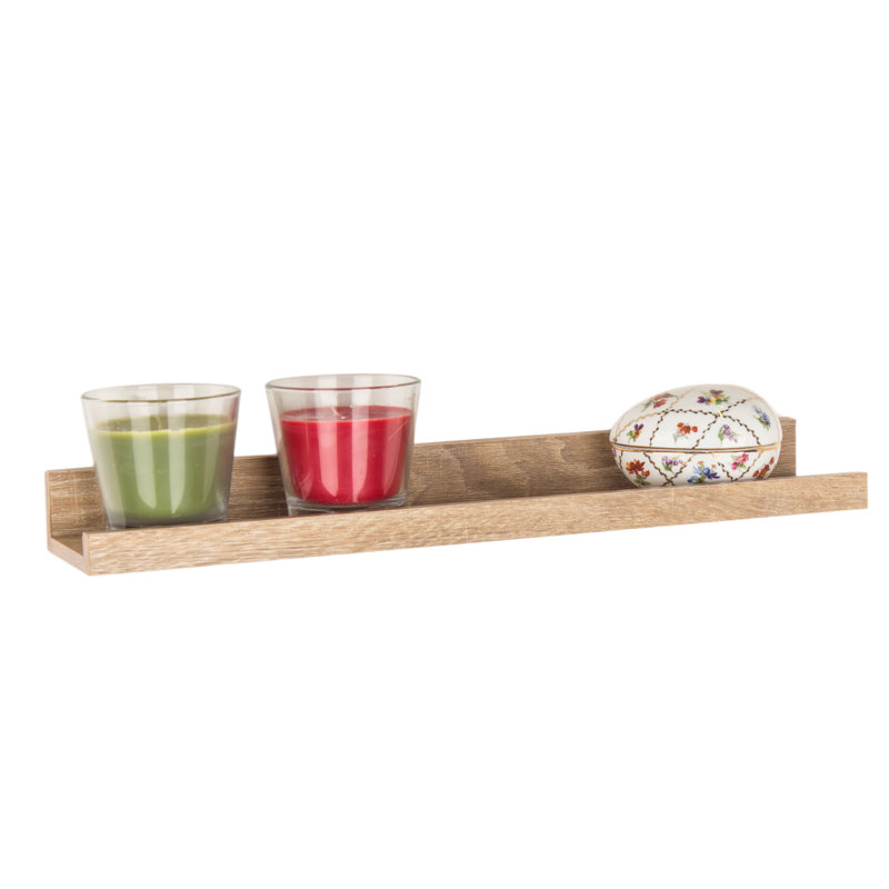 Dura Floating Display Shelf, Lipped Design, Foil-Wrapped Finish, 4.6cm H x 58cm W x 10cm D, Oak
