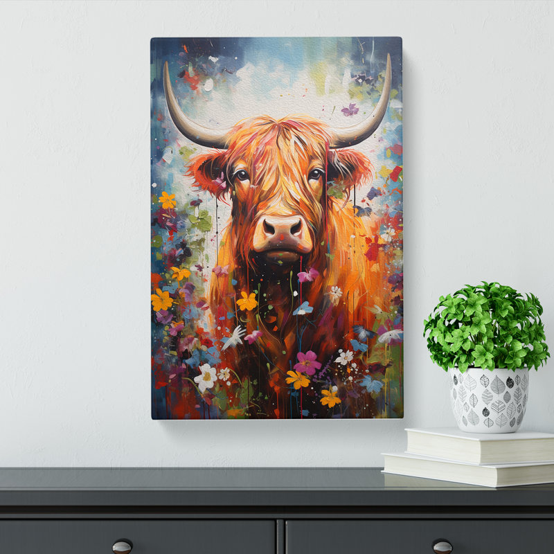 Highland Cow Contemporary - No Frame Print, 76cm H x 50cm W x 3cm D