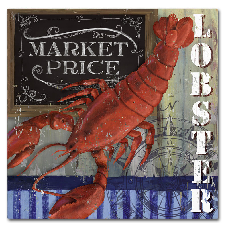 « homard », reproduction d’impression sur toile tendue, H 14 po x l 14 po