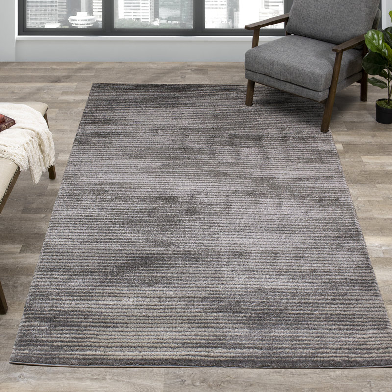 Tapis gris neutre tissé Menoher, Rectangle 7 pi 10 po x 10 pi 6 po