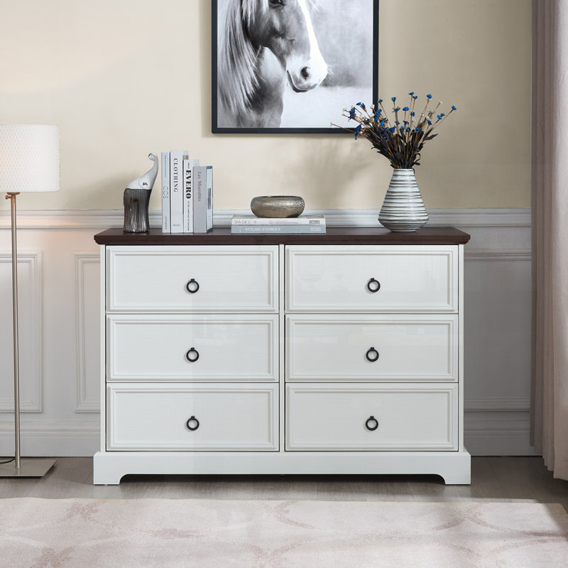 Commode 6 tiroirs Modern Farmhouse, Brun