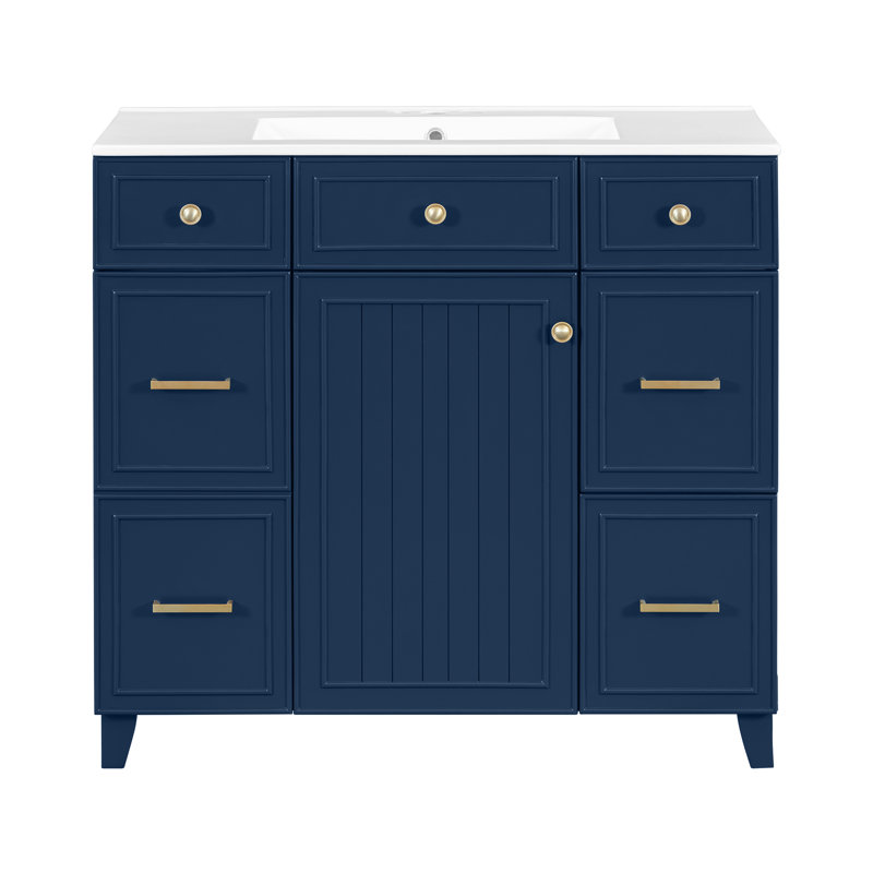 Ensemble de meuble-lavabo simple 36 po, Bleu