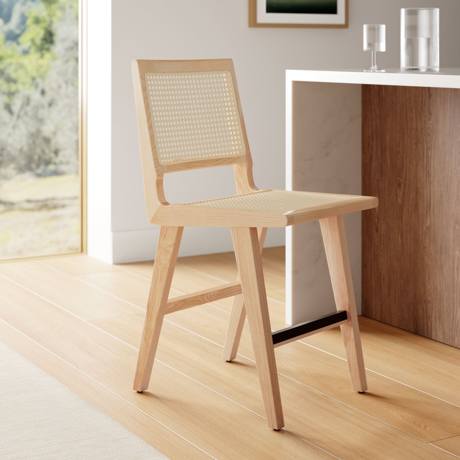 Atticus Bar Stool, Natural, Counter Stool (23.2" Seat Height)