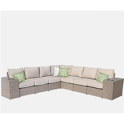 Outdoor Wicker 6-Person Sofa Set with Cushions, Fully Assembled
