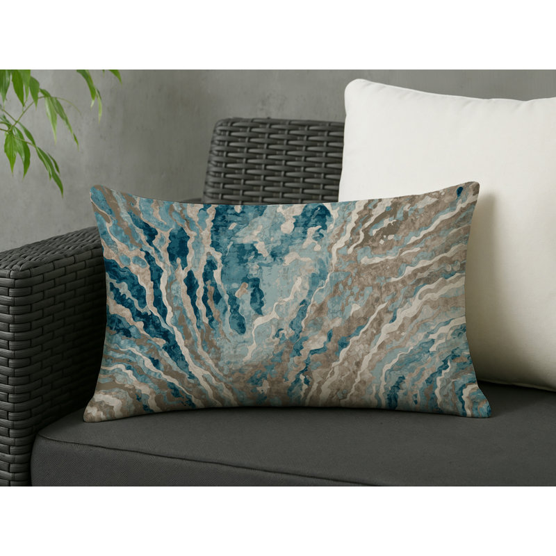 Coussin décoratif intérieur / extérieur gris Modern Modern, Gris abstrait 109, Rectangle H 14 po x l 20 po